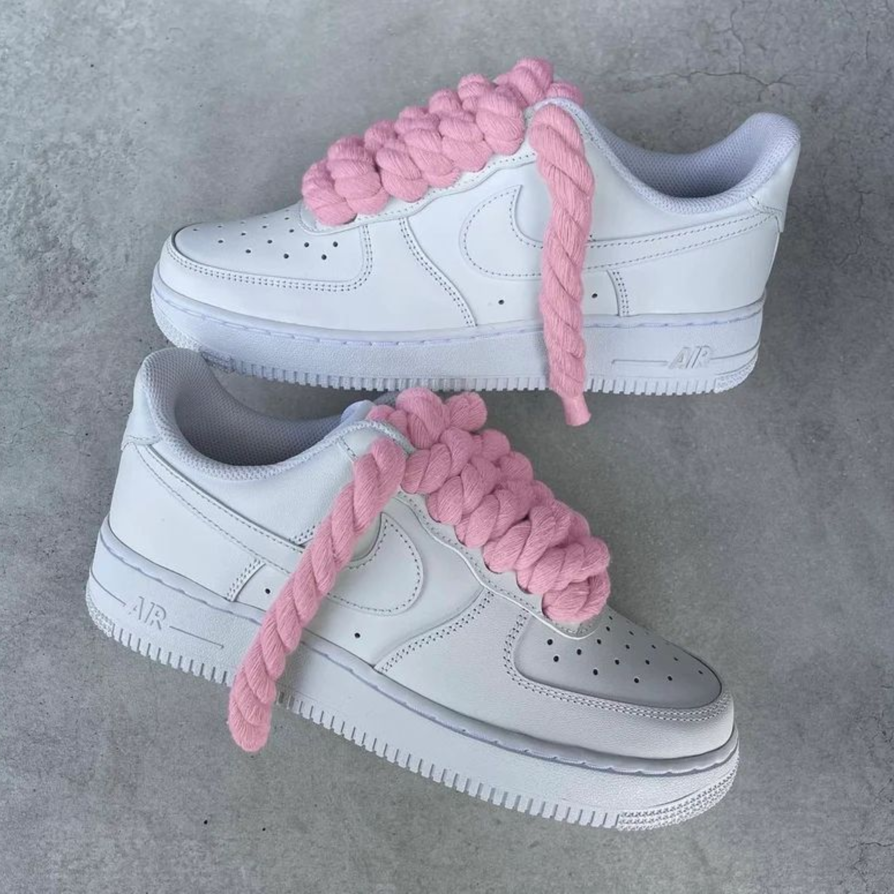 Air Force 1 Pink Rope Laces - White