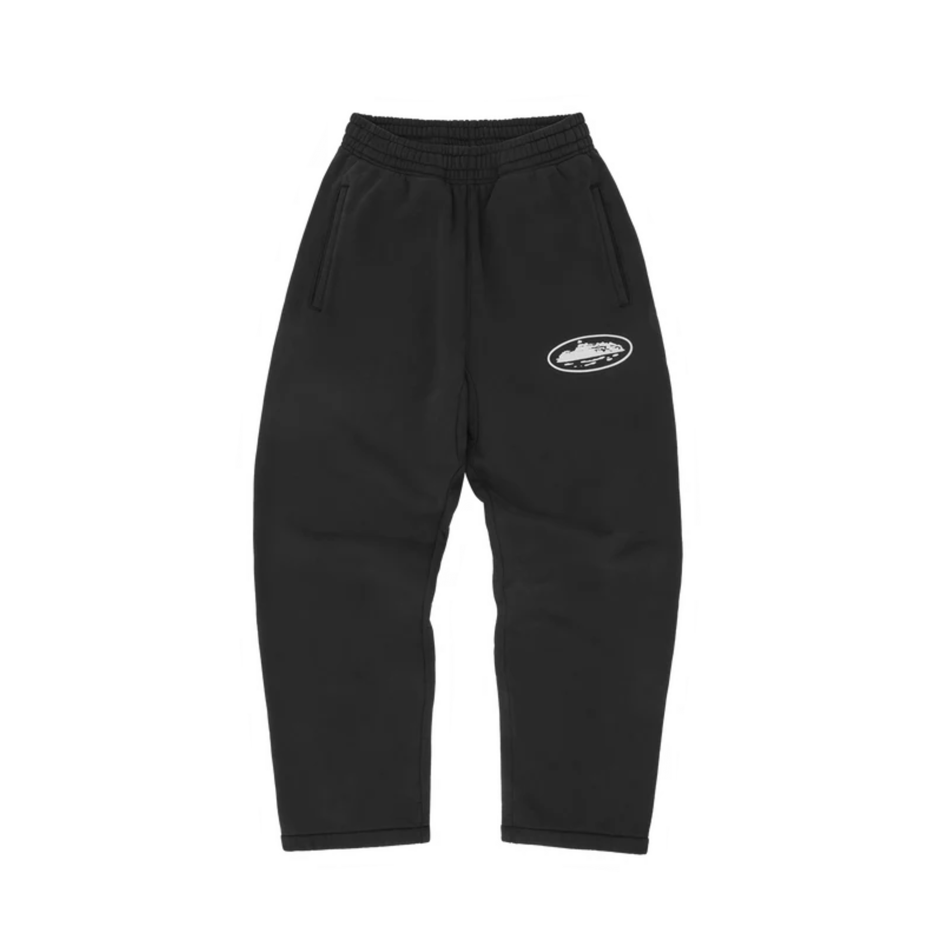 Corteiz Island Puff Print Open Hem Sweatpant Black