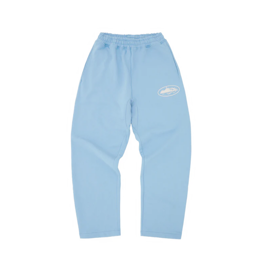 Corteiz Island Puff Print Open Hem Sweatpant Baby Blue