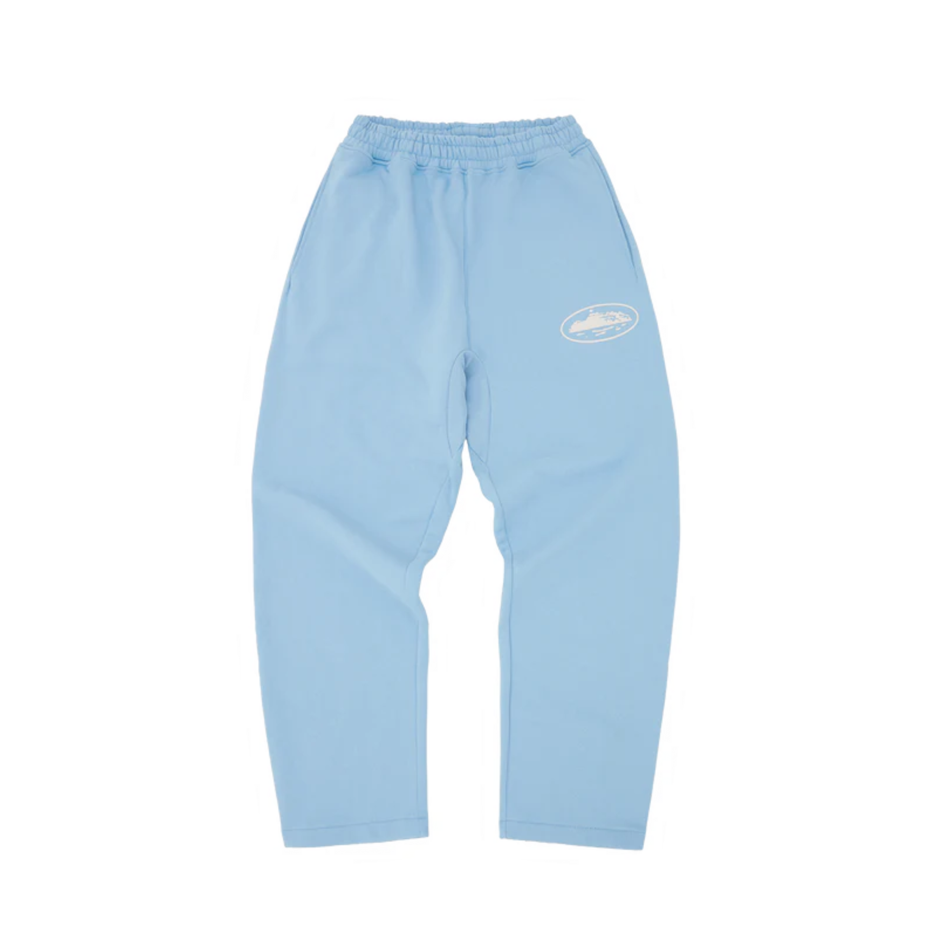 Corteiz Island Puff Print Open Hem Sweatpant Baby Blue